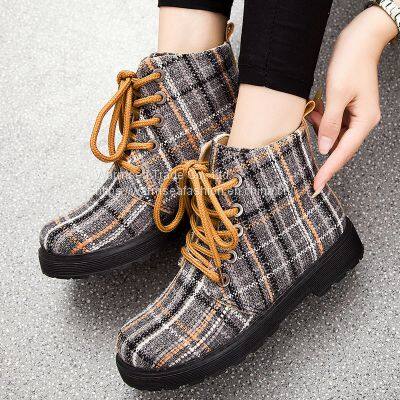 Casual Shoes Women Korean Style Trendy Short Boots Women Thick Velvet Lace-up Flat Shoes Women photo-5