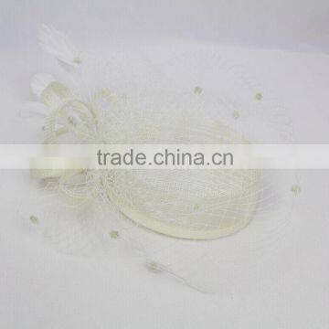 New Design Fashion Fascinator Birdcage Veil Sinamay Plain Church Hat With Feather photo-5