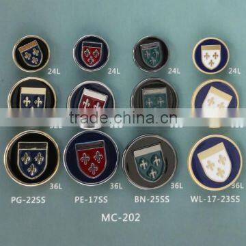 New arrival metal enamel suit button with shank and logo