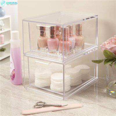 2021 Best Selling High Quality Clear Acrylic Cosmetic Drawer Box Makeup Jewelry Organizer Box