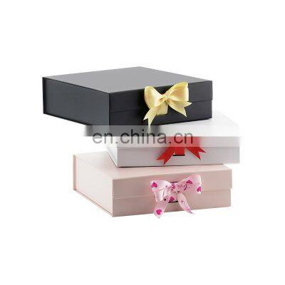 Low MOQ Medium Pink Folding Magnetic Snap Shut Lid Gift Box With Ribbon Tie photo-5