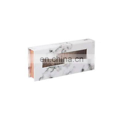 Custom window design marble eyelash empty paper packaging box for lash