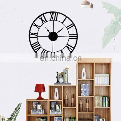 Black Large Farmhouse Home Decoration Rustic Vintage Iron metal multi zone Solid Noiseless Oversized decorative Wall Clocks