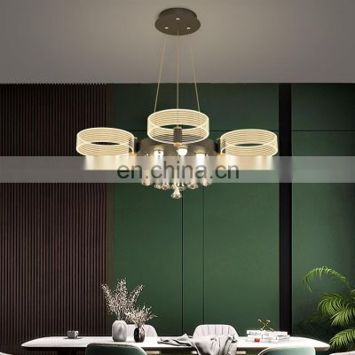 Factory direct K9 Luxury Crystal 24watt 42watt Dining Room Black Gold LED Modern Round Pendant Lamp