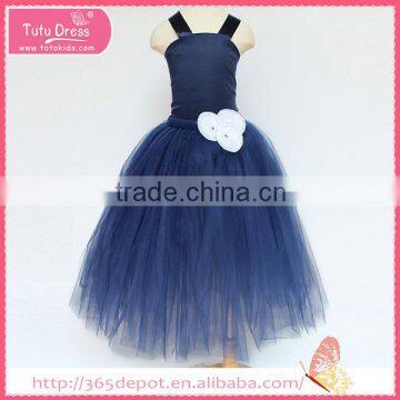 For Normal Occasion navy blue yarn party dress tulle skirt children frocks designs                        
                                                                                Supplier's Choice