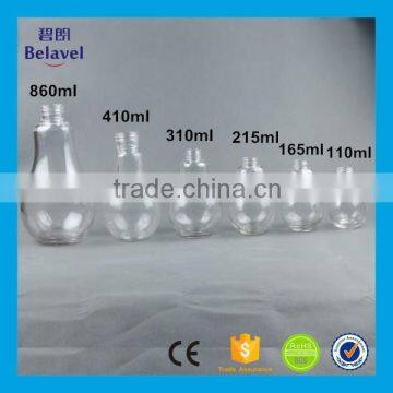 Wholesale 410ml clear beverage glass bottle lamp bulb glass juice bottle