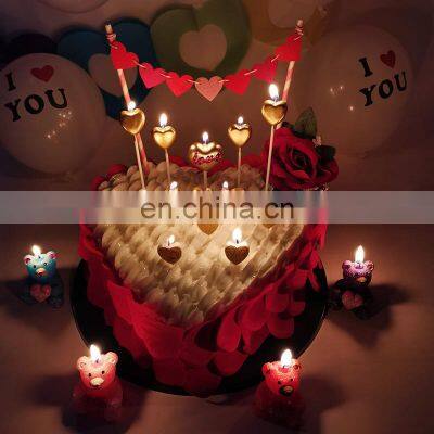 4 Pcs/Bag Birthday Candle Personality Creative Love Star Long Pole Gold-Plated Candle for Cake Decorated Art Birthday Candle