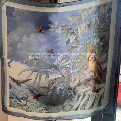 Square scarf silk scarf flowers scaves Art of ancient paintings high quality70*70cm