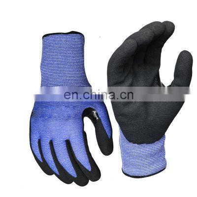 Customized En388 4543 High Performance Anti Knife Nitrile Glove Machine Cut Resistant Coarse Surface Glove Good Grip