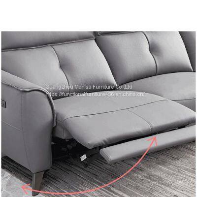 New Italian Minimalist Leather Leather Art Functional Sofa Living Room Simple Fashion L-Shaped Left And Right Corner Chaise Longue Sofa photo-2