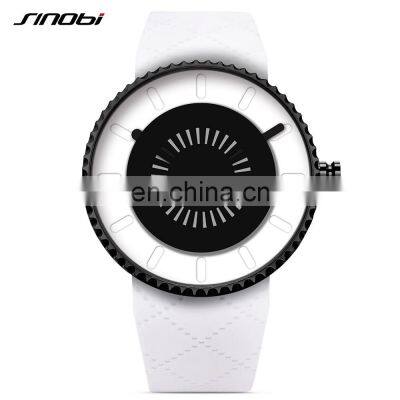 SINOBI S9742G OEM Custom Logo Watch for Man White Black Strap Wristwatch Gentleman Casual Watches