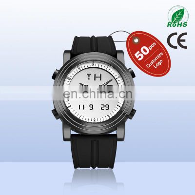 Small Order 50PCS Factory Direct Men's Watch Chronograph Silicone Band Alarm Watches Man Sport Wristwatch