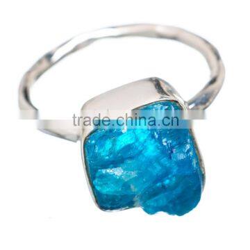 925 SOLID STERLING FINE SILVER ROUGH APATITE RING