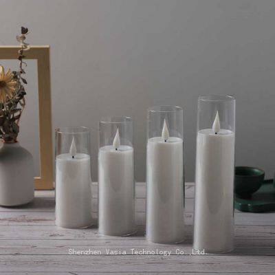 Bulk White Pillar Glass LED Candles (24pcs/Box) - Flicker Flame, Ideal for Party/Hotel Decoration - Factory Price photo-2