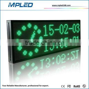 High quality 16"x40"Waterproof outdoor P10 SMD single green color LED display acrylic led sign brand