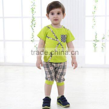 2015 Cute Baby Boys Summer T-shirt & Pants Suit Kids Breathable Absorbent Cotton 2Pcs Outfits