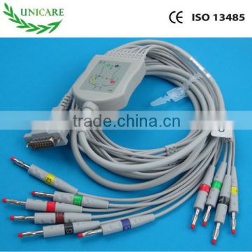 One-Piece 10 Lead ECG Cable with Leadwire, Snap, AHA, Compatible,TPU