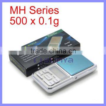 500g x 0.1g Transparent Cover/Tray MH Series Electronic 500g Pocket Scale