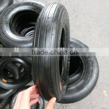 3.50-8 Wheelbarrow Tyre and Tube With Ribbed Pattern Wheelbarrow Tyre