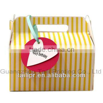 Yellow stripe paper mache craft custom made box