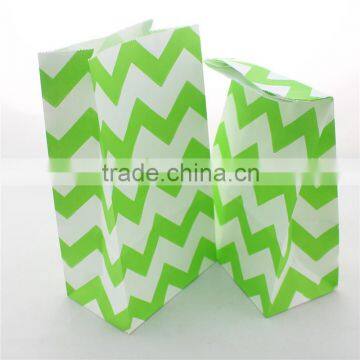 Paper Bag Wholesale Green Chevron Decorative Paper Treat Bags for baby shower wedding