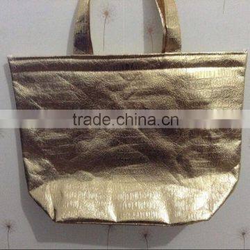 44cm x 32cm x 14cm golden lamination hook and loop closing cooler bag