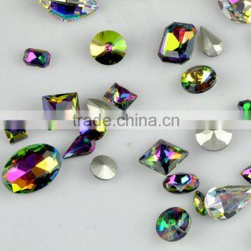 Vetrail medium glass stones, fancy rainbow rhinestones ,coloured jewelry making rhinestones