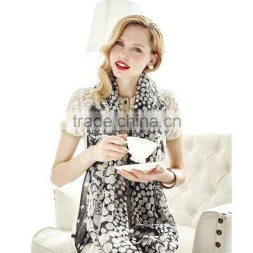 QD80378 Lady 100% Chiffon Silk Environmental Active Printing Scarves