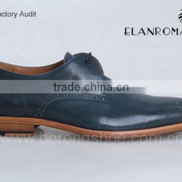 Gentle Fashion Real Calf Leather Derby Dyed Blue Men Business Natural Leather Dress Shoes photo-2