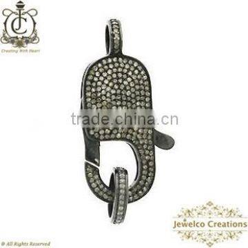 925 Sterling Silver Diamond Lobster Lock & Clasp,Lock & Clasp Jewelry, Diamond Jewelry Findings, Victorian Jewelry Components