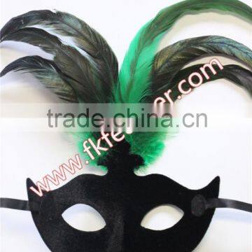 Green Cock Feather Mask Face Snake Skin Decoration photo-5