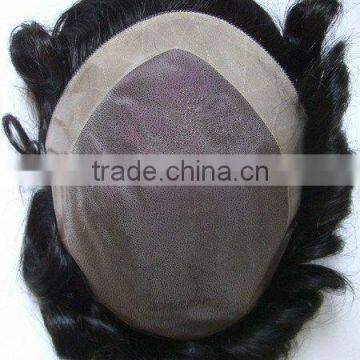 100% Indian Hair Thin Skin Invisible Toupee for Men in Stock photo-4