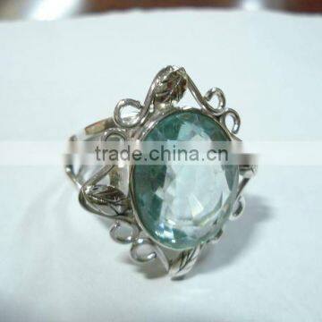 Natural Topaz silver gemstone rings
