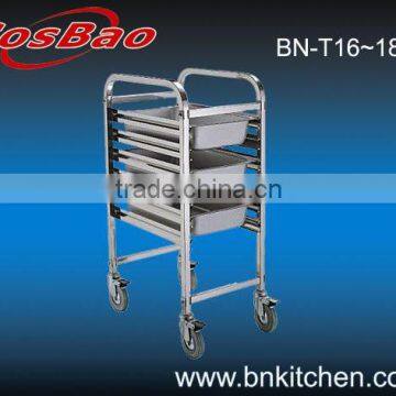 6 Layer Single Row Stainless Steel Tray Trolley