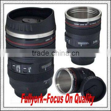 Camera Lens Cup 24-105 Coffee Tea Travel Mug Stainless Steel Thermos & Lens Lid