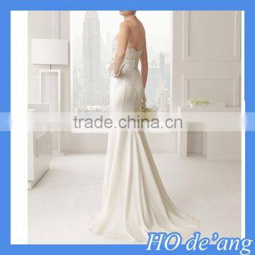 HOGIFT Simple Bra Small Trailing Fishtail Wedding Bridal,Marry You Deep V-neck Sleeveless Sexy Mermaid Wedding Dress photo-2