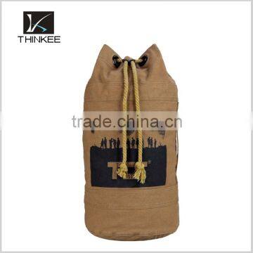 Bucket type large drawstring backpack canvas waterproof drawstring backpack bags