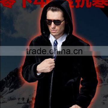 Newest Real Sheep Fur Coats Men Black Fur Collar Coat European Wool Winter Coats Men 2014 "11"