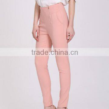 Women Lady Pink With Zip Casual Long Pants Trousers photo-3