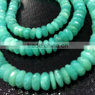 SEMI PRECIOUS NATURAL AMAZONITE 7MM-8MM FACETED LOOSE BEADS RONDELLE BEADS, AMAZONITE BEADS photo-2