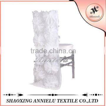 Fancy white flower chiffon wedding chair cover