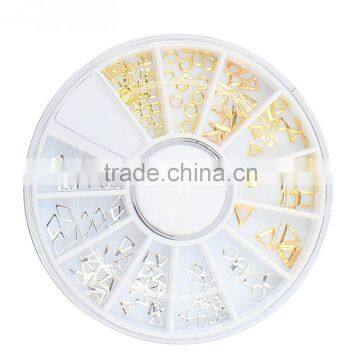 2016 new design metal nail art decoration wheel nail studs seafish chain mixed