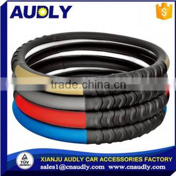 Genuine Leather Steering Wheel Cover, Universal Fits 14.5" - 15.5" On Most Car, SUV, Van & Trucks