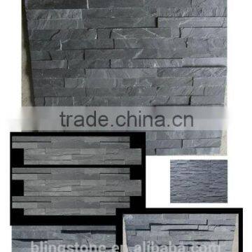 Grey/Black stacked stone in panel (culture stone)