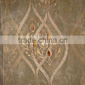 organza embroidered curtain with sequin and bead