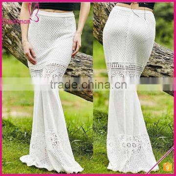 Floor Length Long White Lace Mermaid Skirt