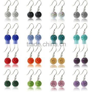 Sparkle CZ Crystal Ball 925 Silver Shamballa Hook Earring for Wedding Party