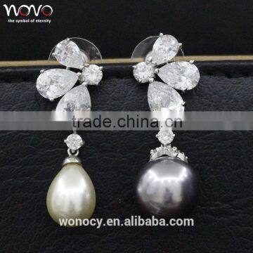 2016 New Model Silver Zirconia Earrings Jewelery Latest Design Of Pearl Earrings