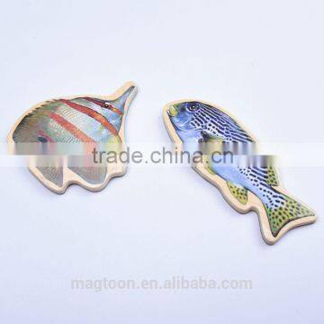 2016 custom eco-friendly pretty wood different fish shape fridge magnets for decor and children toys