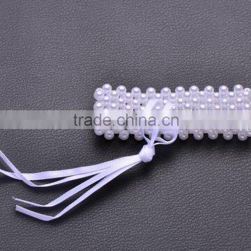(M0865) 100pcs/lot Elastic Pearl Wedding Rhinestone Napkin Rings With Spacer,50mm Inner Size, Outer Size:55mm,pure White Pearl photo-5
